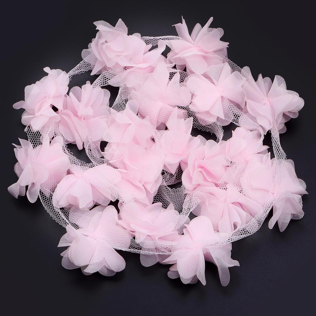 20pcs 5.5cm Chiffon Cluster Flowers Colorful Artificial Flowers For DIY Wedding Party Lace Trim Clothing Gifts Decor Accessories