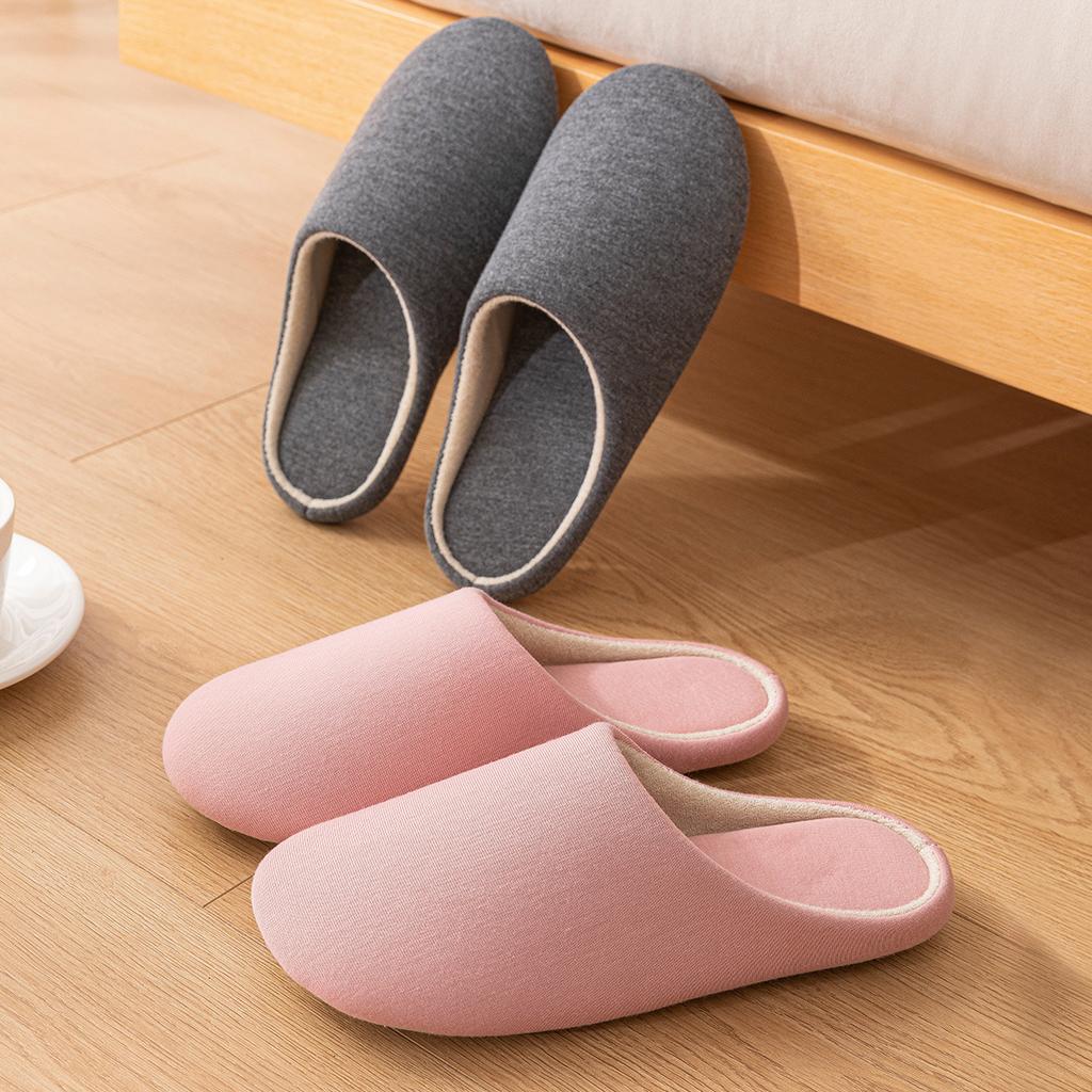 Japanese Silent Slippers Indoor Home Bedroom Wooden Floor Four Seasons Soft Bottom Warm Breathable Autumn and Winter Cotton Slippers