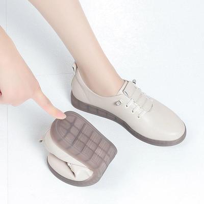 Pantofi de Mamă din Piele Moale: Pantofi slip-on de toamnă confortabili cu gură adâncă pentru femei de vârstă mijlocie și vârstnice, cu talpă moale și parte superioară moale