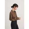 Camisa Feminina Estilo Francês Primavera Outono Nova Marrom Manga Longa Moda Design Top Solto