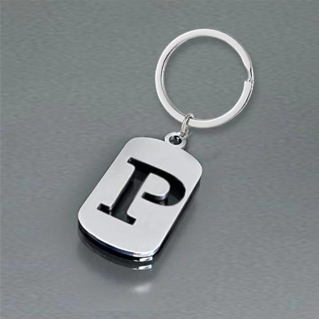 Stainless Steel 26 English Letters Keychain - Stylish Alphabet Pendant for Backpack or Car
