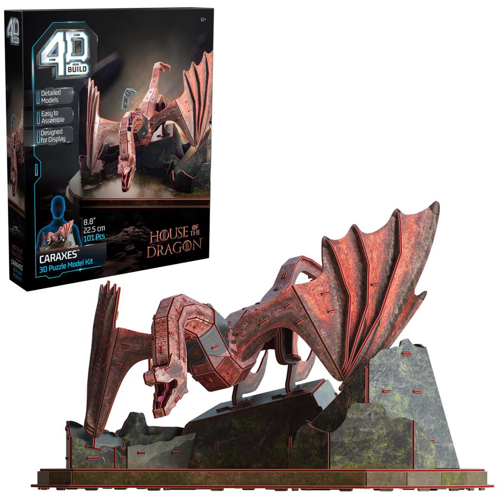 Spin Master Games 4D Build, House of Dragons Karax Dragon 3D Model Kit, Game of Thrones Collectible & Desk Decor, Adult Puzzle, Building Toy, 101