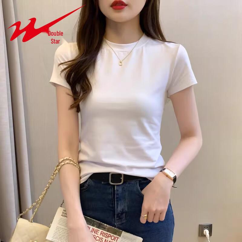 Women s Mock Neck Slim Fit Short Sleeve T-Shirt L