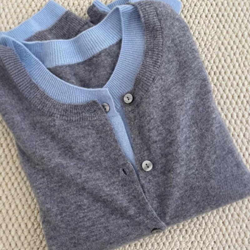 

Контрастная цветная вставка, свитер-куртка, многослойный, осень-зима, вязаный кардиган с облегающим топом-рубашкой с эффектом двухслойности one size fits all серый