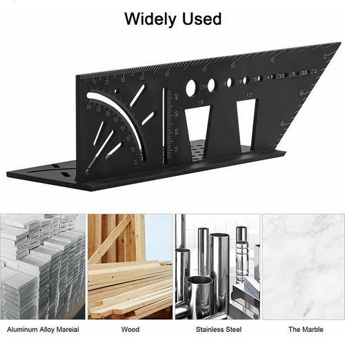 Carpenter Line Square Measuring Ruler 45/90 Degree Line Ruler 3D Angle Dovetail Shape Ruler For Home DIY Woodworking Tools