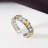 Unisex Two-Tone Diamond-Studded Adjustable Ring: High-End Fashion Jewelry
