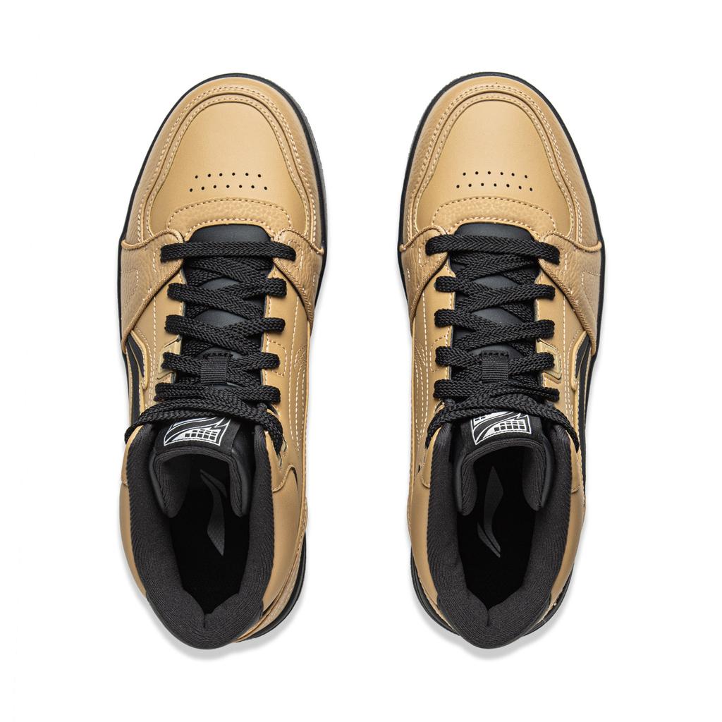Li Ning Tianji HI Slip Resistant Cushioning Abrasion Resistant Mid Top Skateboard Shoes Men's Brown AGCV339-3