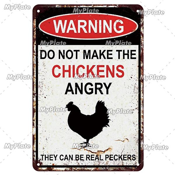[MyPlate] Vintage Farm Chickens Retro Poster  Metal Sign Plate Tin Sign Wall Crafts Decor For Home Room Plaque Decoration Gift