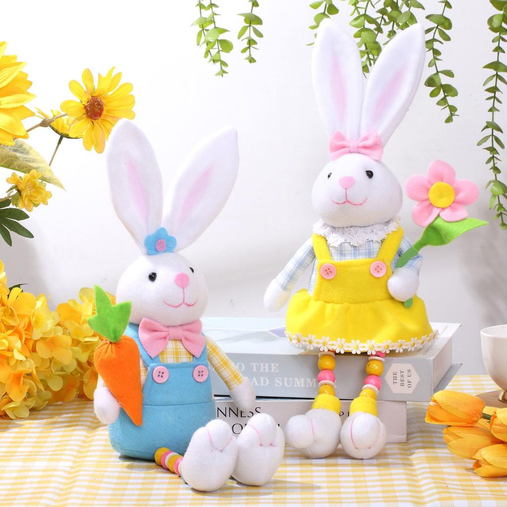 Adorable Bunny Holding Radish & Flower Doll: Plushie, Ornament, Home Decor, Easter & Christmas Gift