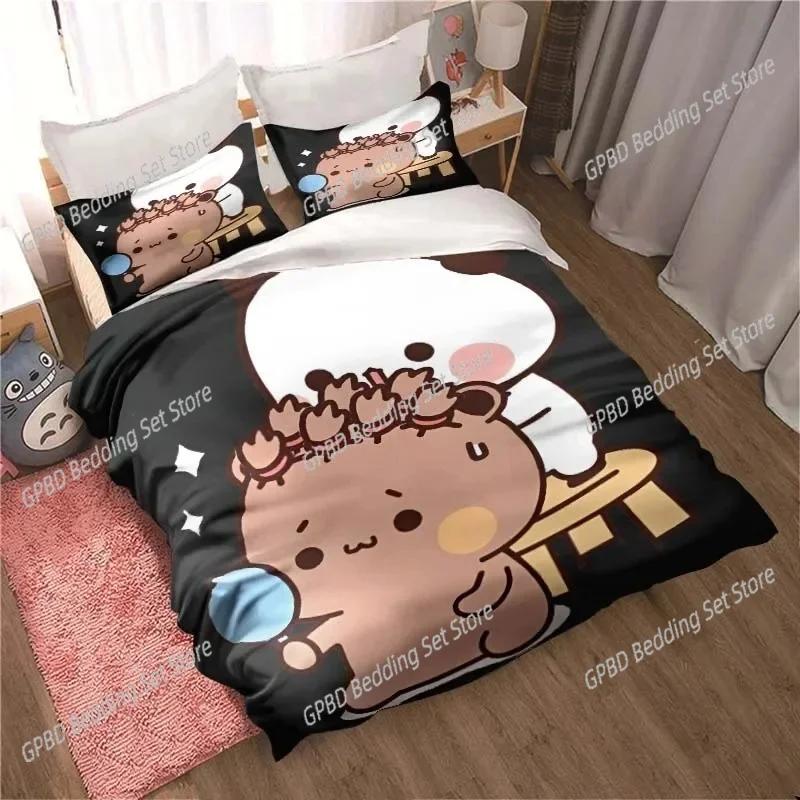 

Bubu Dudu Carton Adorable Lovely Bear Kawai Beding Set 3D Printed Suitable for Bedrom Soft Duvet Cover Set With Pilowcases Home Textile 100*200cm Single