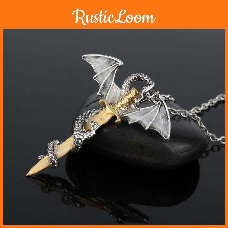 Luminous Winged Dragon Gold Pendant Necklace With Alloy Chain For Men And Women