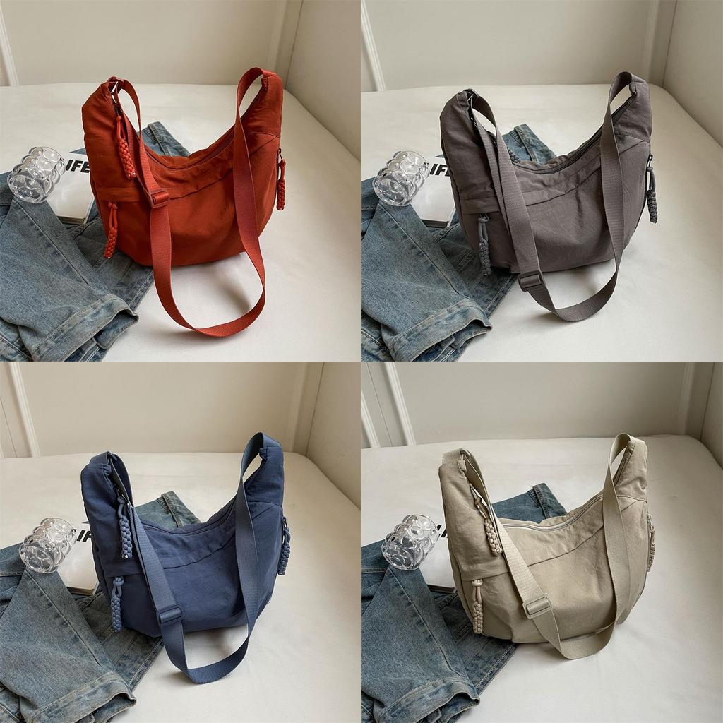 Casual Large Capacity Canvas Shoulder Bag With Zipper For Daily Use