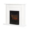 Electric Fireplace, 2 Power Levels, Remote Control, Timer, Realistic Flame Effect, Black+White