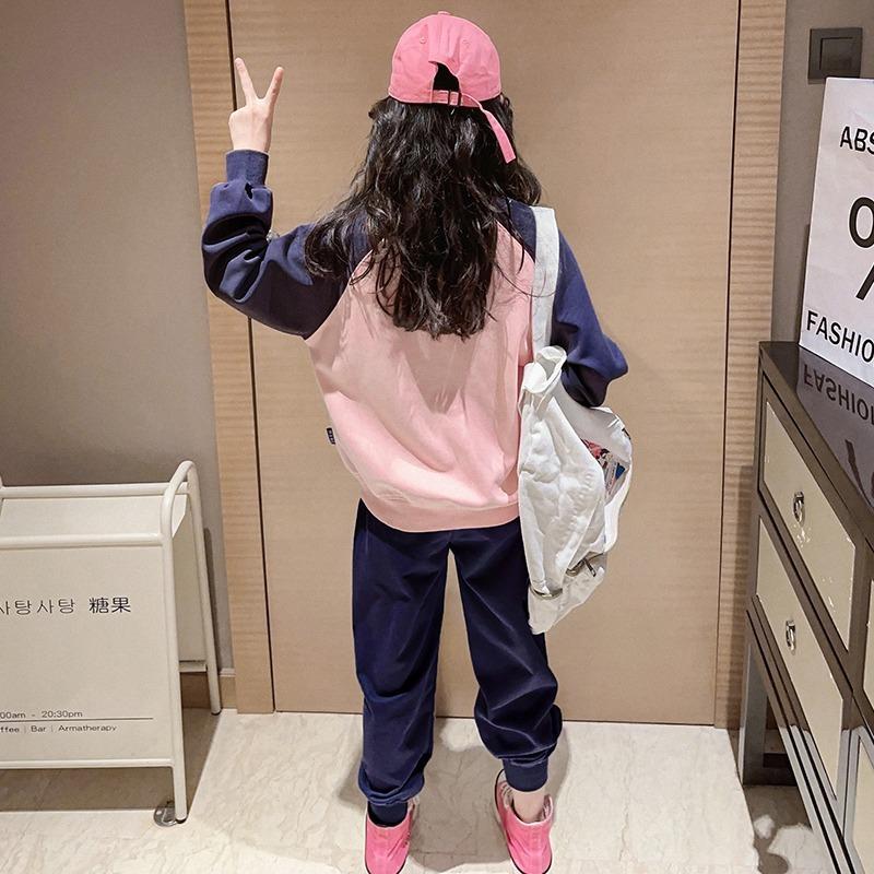 Conjunto de suéter para niña de 5 a 14 años, ropa de moda para primavera y otoño, conjunto deportivo de dos piezas, Top y pantalones