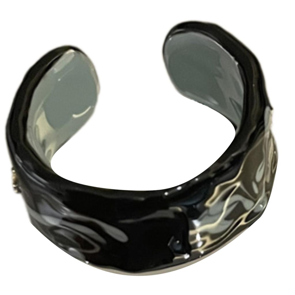 Stilvoller offener Ring mit handbemaltem Tropfenöl und Blattgold Keramik Fingerring Festivalgeschenk für Modebegeisterte