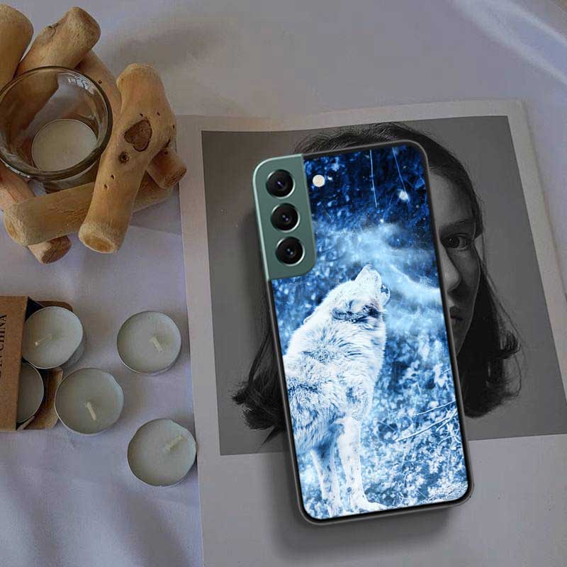 Snow White Blue Eyes Wolf Phone Case For Samsung Galaxy A12 A22 A32 A42 A52 A72 A54 A34 A24 A14 A73 A53 A33 A23 A13 5G F52 F62 C