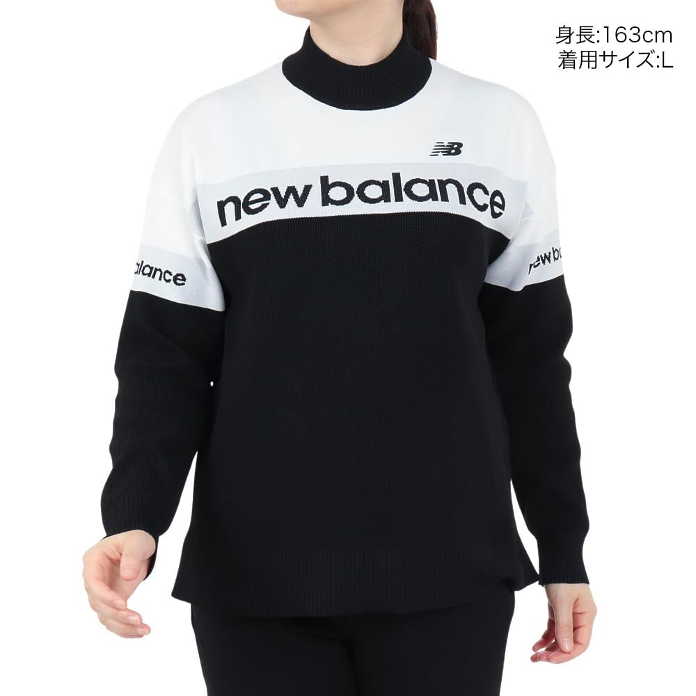 New Balance Golf Crew Neck Sweater Logo x Black 1 (Stretch, Jacquard) / Women's / 012-4270502 030_White [M]