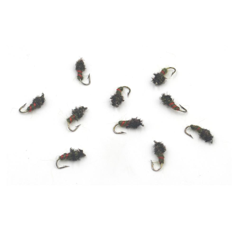 MNFT 10PCS 12# Peacock Nymph Midge Larvae Pupae Fly Trout Fishing Fly Fishing Fake Lure