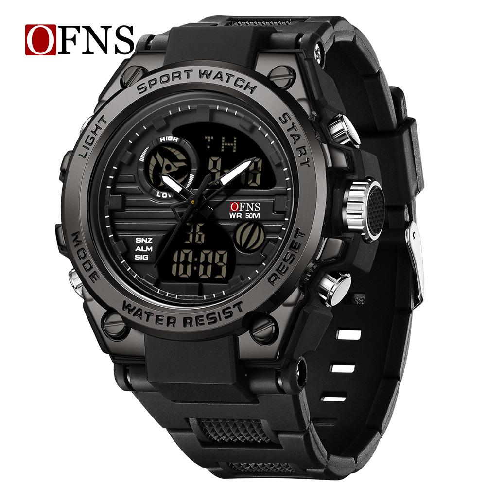 Sanda Men's Multifunctional Dual Display Luminous Waterproof Sports Watch for Teens