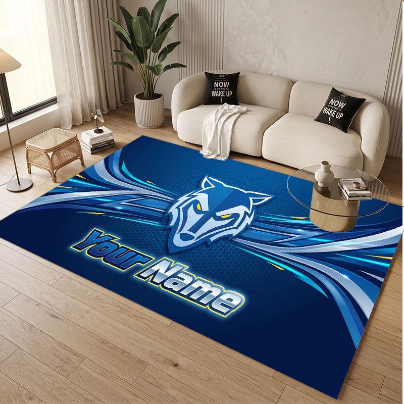 Custom Rug Warrington Wolves Pattern Print Name Text Soft Non‑Slip Floor Carpet for Home Indoor Decoration