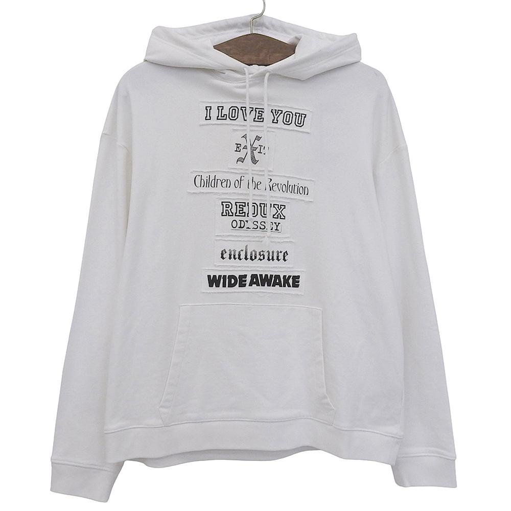 RAF SIMONS Slogan Standard Flint Hoodie, Men's, White, XS, 211-M163A tops XS whiteUsed