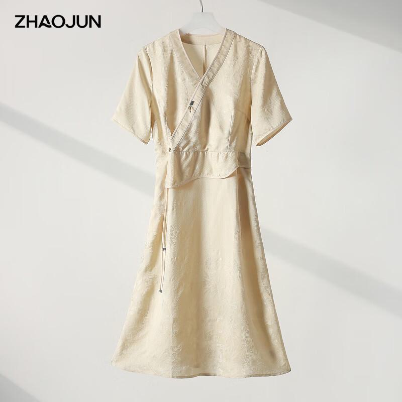 Jacquard V-Neck Short-Sleeve Tie-Waist Dress 3XL
