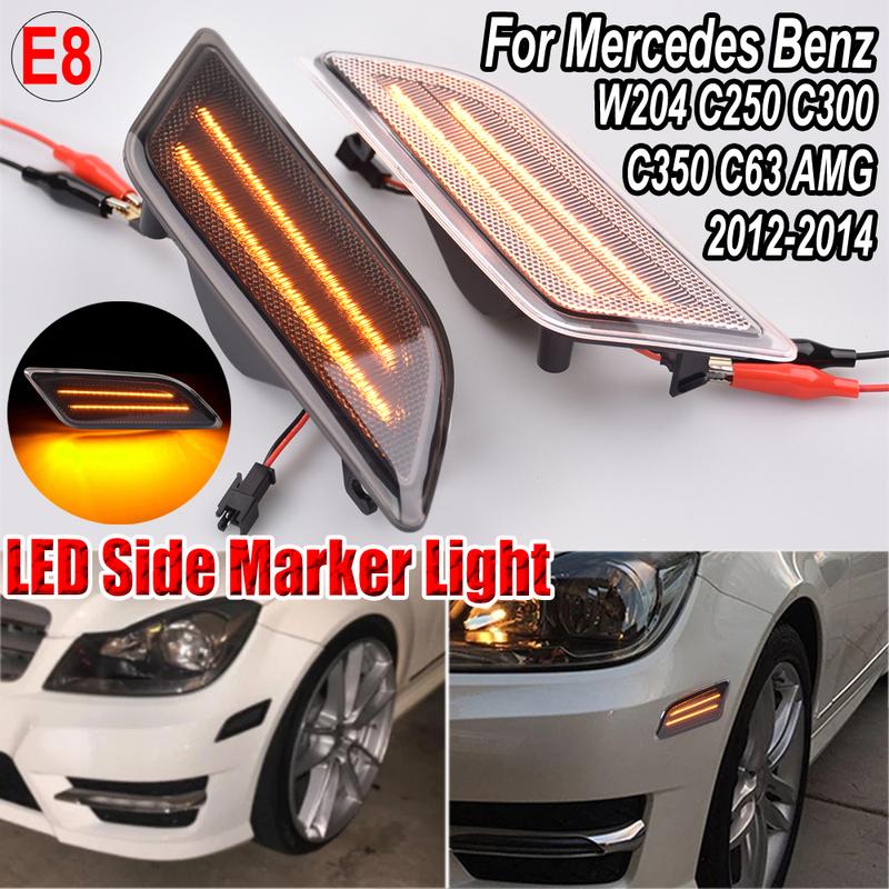 For Benz W204 C-Class 2012 2013 2014 C250 C300 C350 C63 AMG Base Sedan Front Amber Led Fender Side Marker Lights