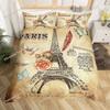 Paris Duvet Cover Queen Size Blue Eiffel Tower Comforter Cover France Famous Buildings Print Bedding Set Black White Quilt Cover