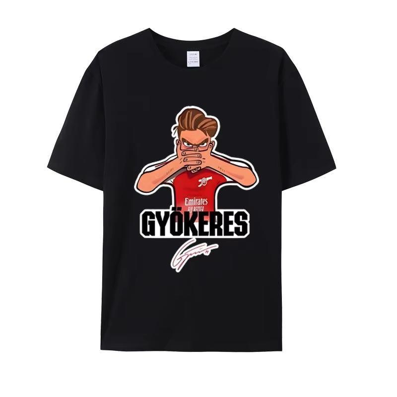 

Arsenal Gyökeres Mask Celebration T-Shirt Men Women 100% Cotton Short Sleeve Football Fan Top XL