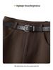 Women's Coffee Wool-Blend A-Line Skirt: High-Waisted, Slimming, Back Slit for Autumn/Winter 2025.