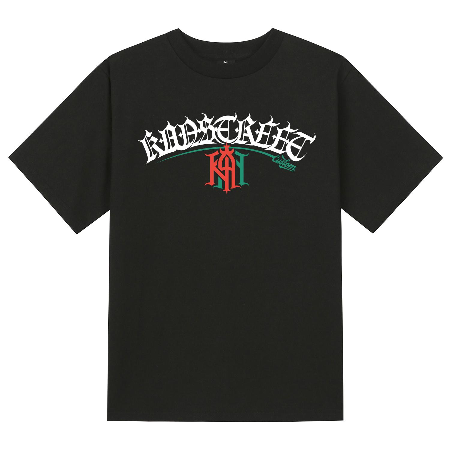 Khan 6312 Ktb0160 Lettering Khan Two-Cut Short Sleeve T-Shirt - Black Black/L