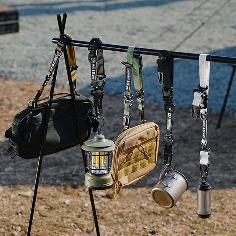 1× Outdoor Camping Hanging Strap Portable Adjustable Hand Lanyard for Bag Camping Picnic Equipment Outdoor Strap Carabiner Clips