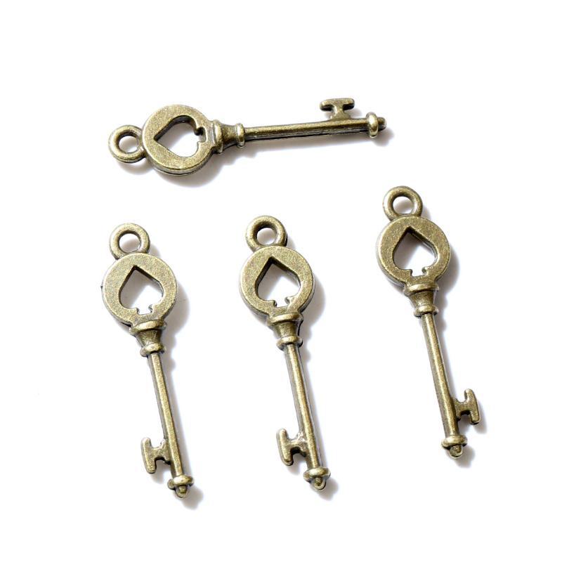 

30pcs 28x7.5mm Vintage Heart Key Charms Bronze Antique Silver Color Plated Pendants Making DIY Handmade Tibetan Finding Jewelry бронзовый