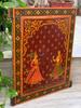 Handmade Antique Jharokha Window: Royal Couple Painting, Indian Festival Decor
