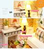 Moin Moin [Japanese Instructions] 1/24 Scale Dollhouse Miniature DIY Kit Set for Beginners | Dog-Friendly Room | LED Light + Acrylic Case (Travel Prep