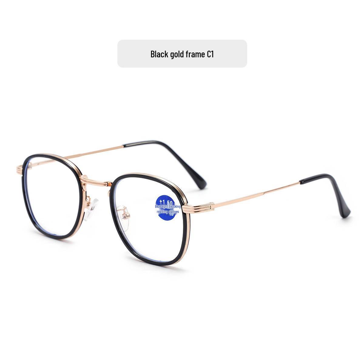 

B8828 Men s Fashion Metal Frame Anti-Blue Light Reading Glasses, Unisex +150 Strength