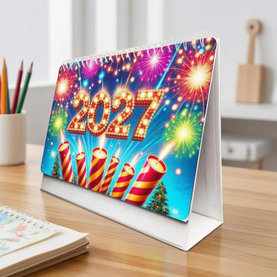 Sada stolního kalendáře Diamond Art, Kreativní sada kalendáře Diamond Art na rok 2027, 12 měsíčních kalendářů od ledna do prosince, Samostatně vyráběný stolní kalendář pro dekoraci domácí kanceláře