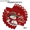 4pcs/6pcs, Christmas Placemat Set, Snowman Red Cardinal for Home Kitchen Placemats, Suitable for Home Kitchen Restaurant Decor, Holiday Party Table De