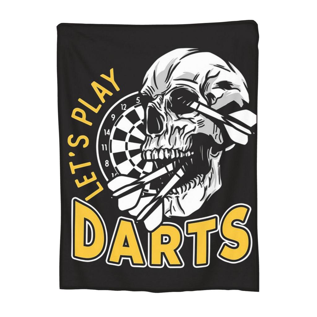 Lasst uns Darts spielen Totenkopf Dartscheibe Pfeil Decke Fleece Sofa Überwurfdecke Multifunktion für Couch Büro Überwürfe Bettdecke Steppdecke