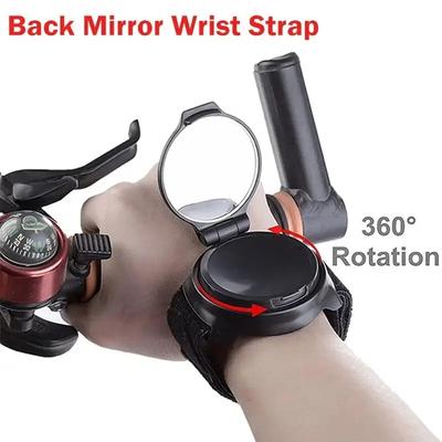 360 Degree Adjustable Bike Rearview Mirror Wristband Rear View Mirror Arm Wear Collapsible Handlebar Safety Bike Mirror