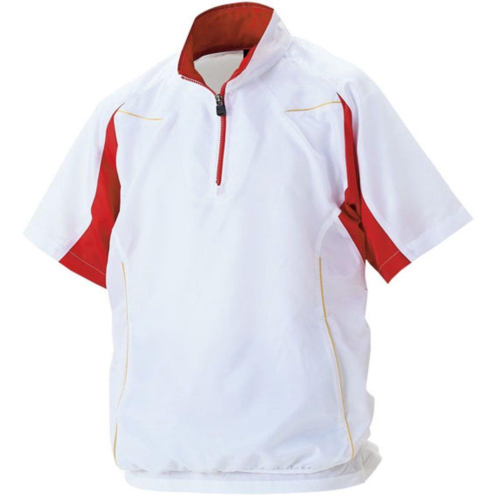 Used New ZETT Baseball Half Zip Jumper (Short Sleeve/Half Zip) BOV515H White/Red L