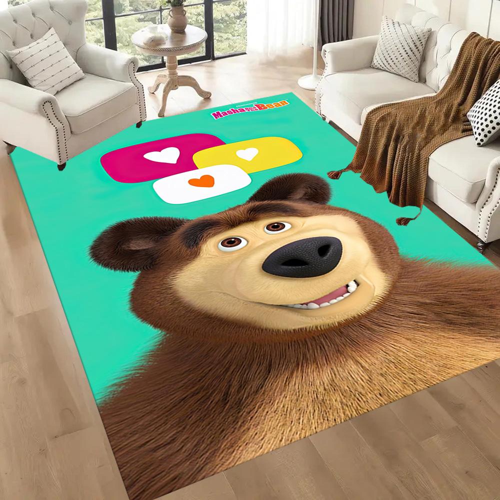Masha Bear Floor Rug Office Rug Suitable for Balcony Playrooms Dormitory Kitchen Anti-slip Rug Decorate Offices Birthday/Christmas Gift