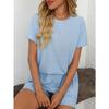 Women's New Summer Solid Colour Pit-striped Pyjamas Short-sleeved Homewear Set