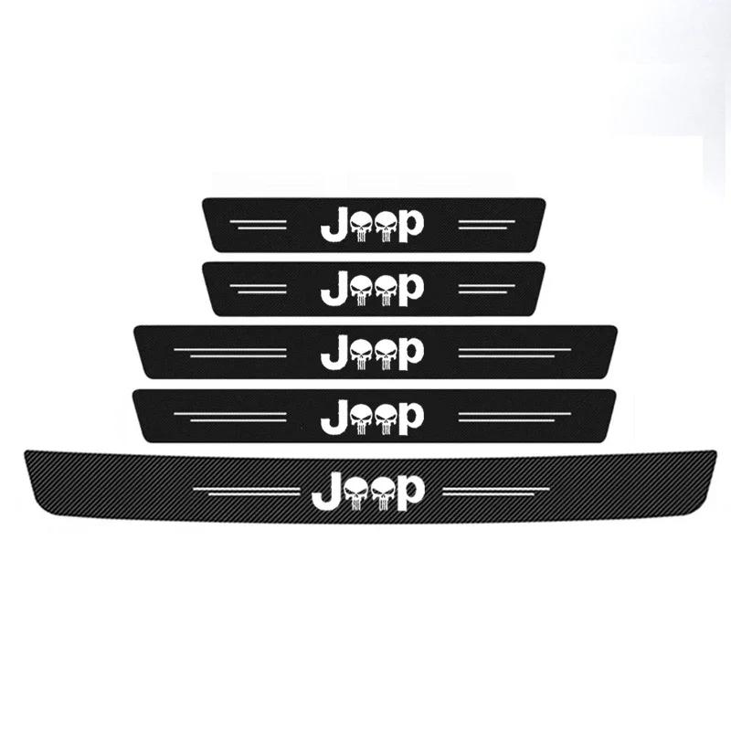 Car Trunk Door Threshold Stickers for Jeep Logo Commander Wrangler Grand Cherokee Compass Renegade JK Patriot Decoration