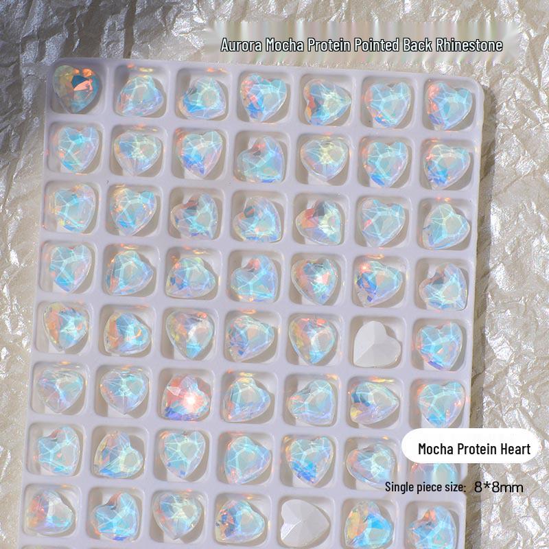 Nail Art Mocha Aurora: 3D Glänzender Kristallglasschmuck für Atemberaubende Blaulicht-Dekoration