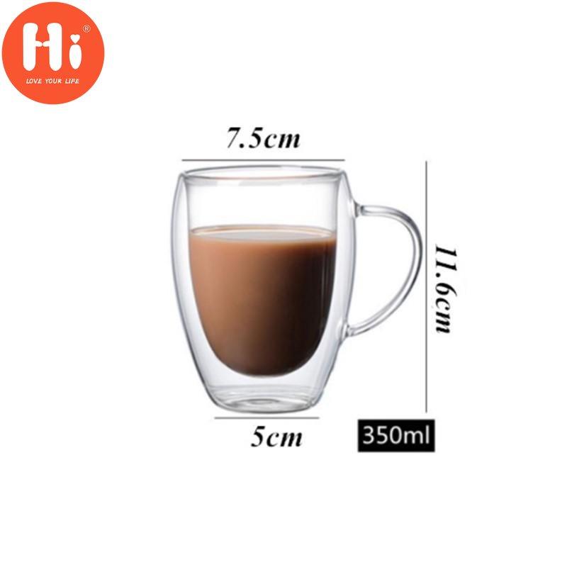 Hi Double Wall Glass Tea Cup Heat Resistant Coffee Milk Mug Transparent Water Drinking Cup
