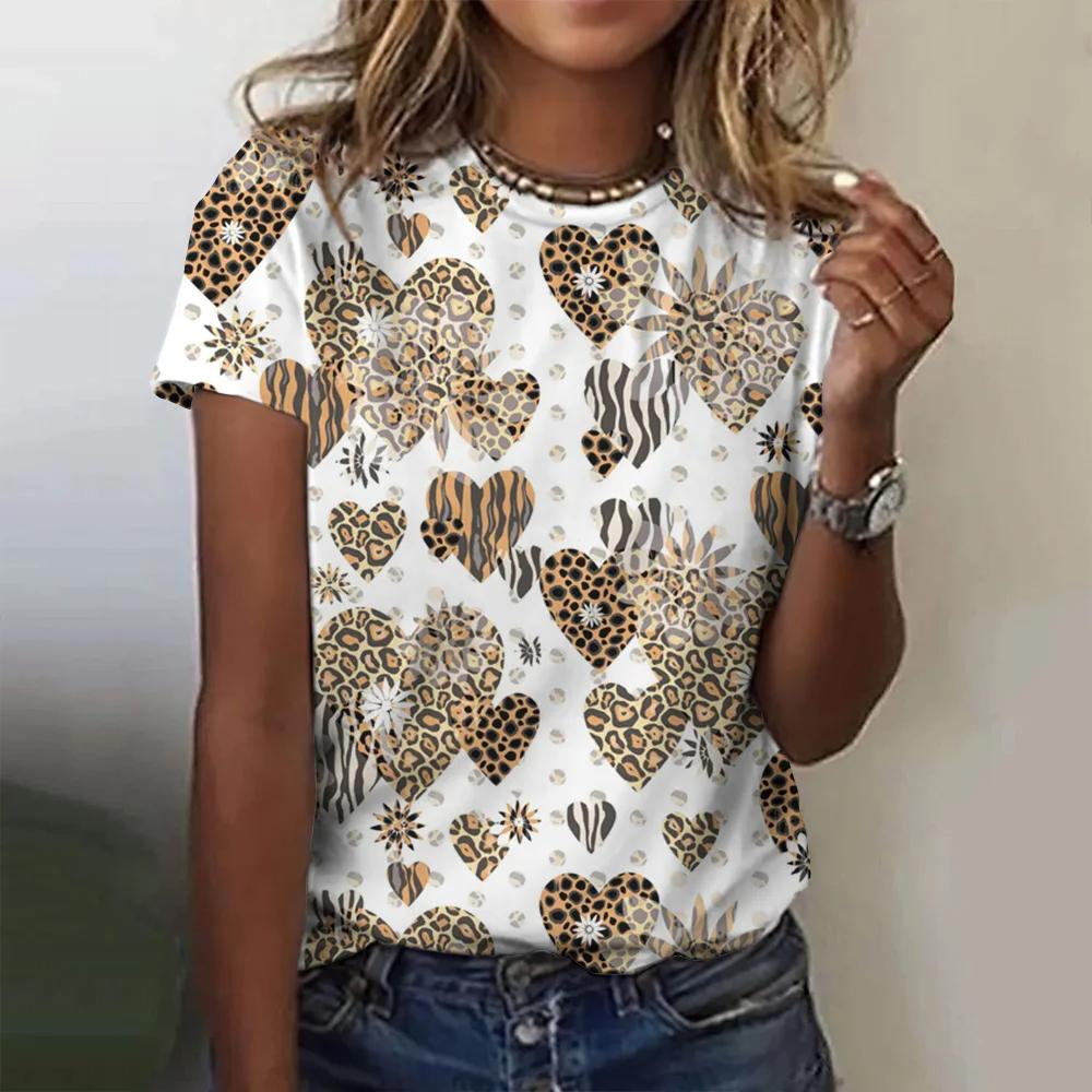 Tricou cu imprimare dragoste 3D pentru femei, cu gâtul O, cu mânecă scurtă, haine pentru doamnă, tricou pentru femei, pentru petrecere a timpului liber, haine pentru femei, tricou Harajuku