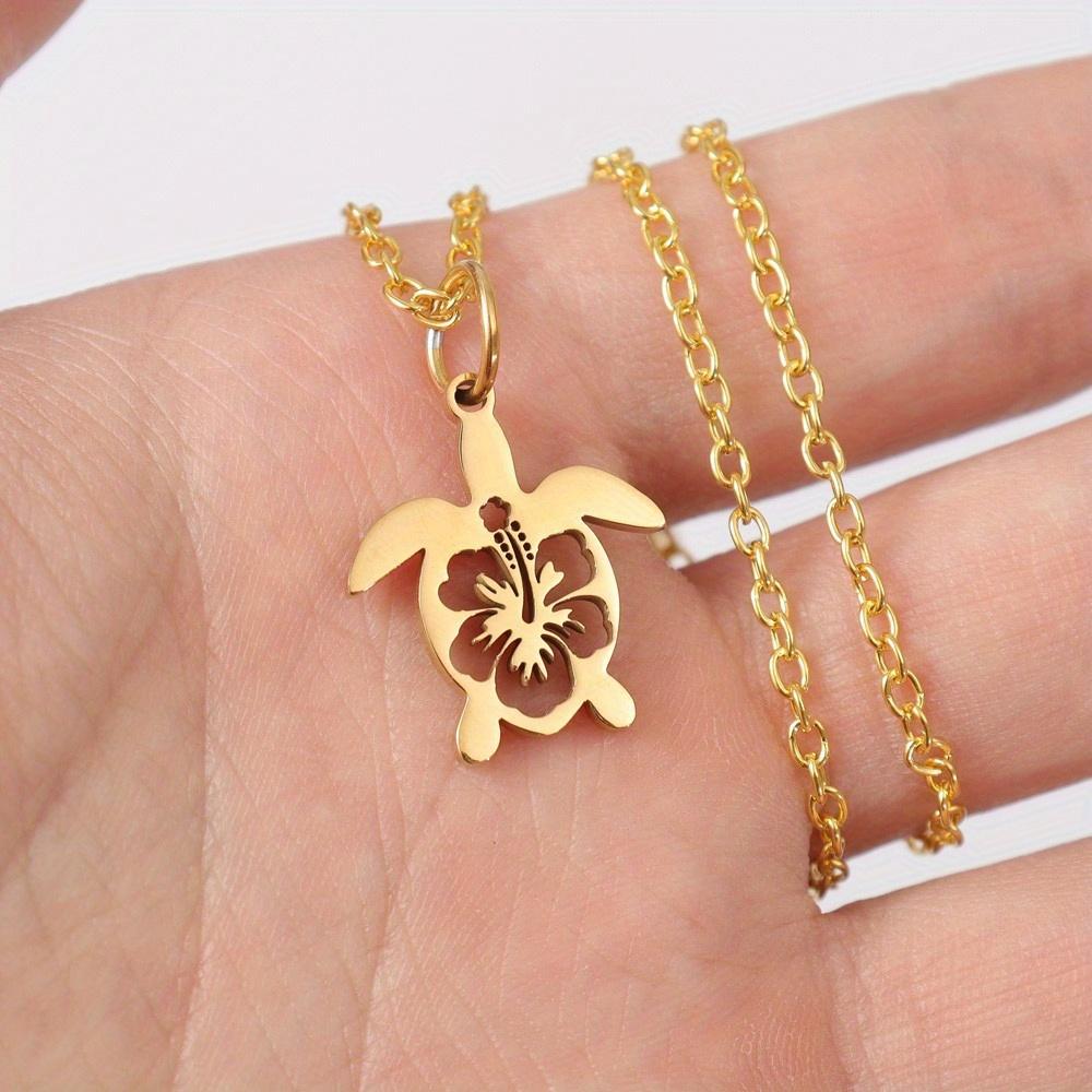 1pc Trendy Stainless Steel Turtle Shape Pendant Necklace - Birthday Gift for Men - Stylish & Unique Design - for Fashionable Men 23.62 in золотой