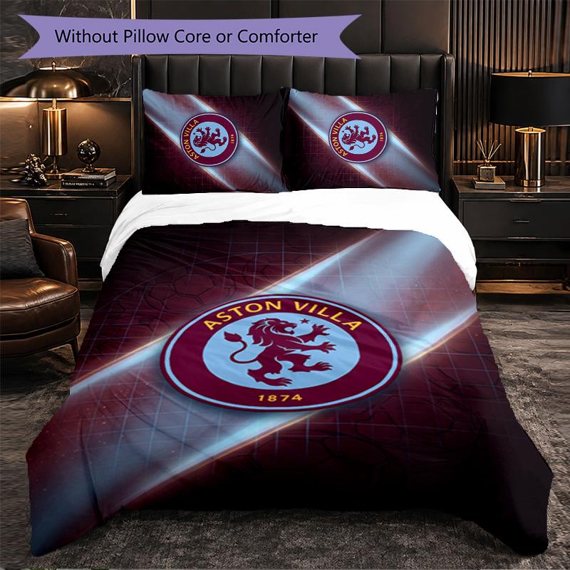 Aston Villa Football Themed Bedding 3Pcs Duvet Cover Set Decorative Bed Linen For Teen Room Home Decoration