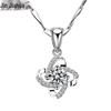 Korean Style Diamond-Studded Floral Rotating Love Pendant Necklace